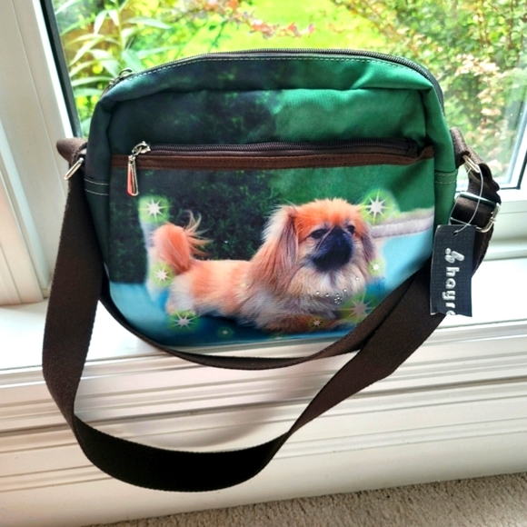 Dog Print Messager Shoulder Bag with Rhinestones - Picture 2 of 8